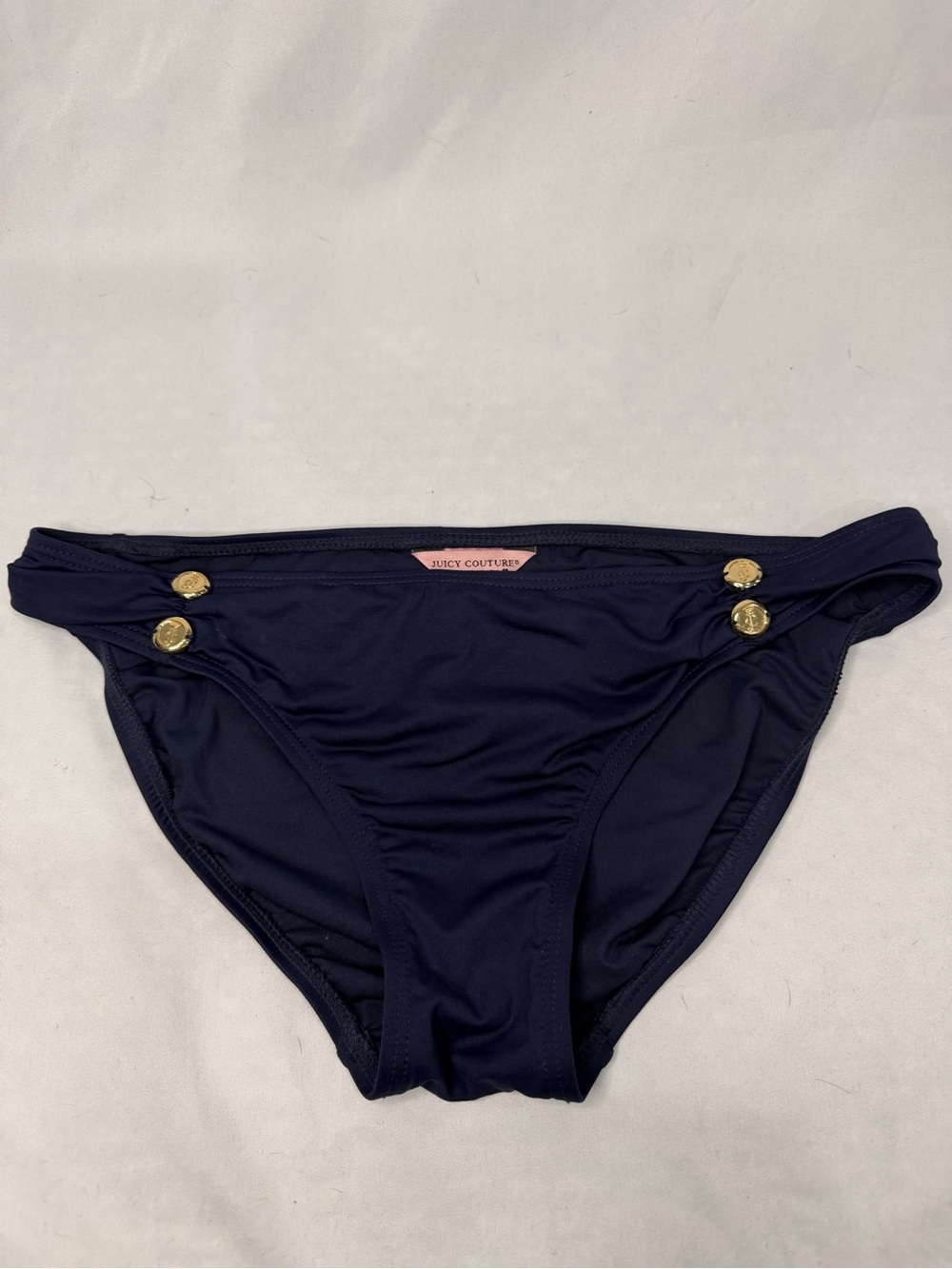 Juicy Couture Navy Bikini Bottom with Gold Accent Buttons